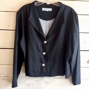 Black silk linen jacket
